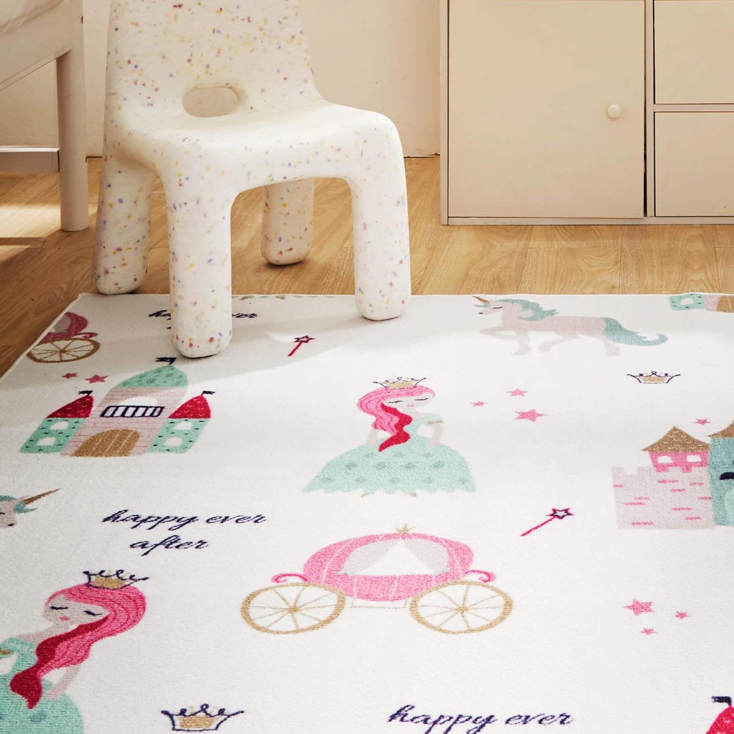 Kids Rugs for Playroom, Non Slip Area Rugs for Bedroom - Princess Castle