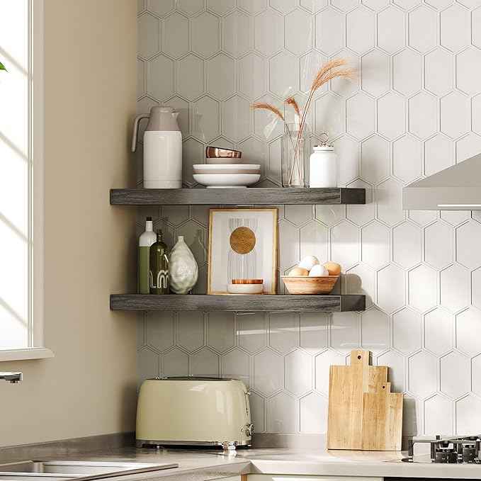 HOOBRO Floating Shelves for Wall, Wall Mounted Shelf Set of 2, 23.6