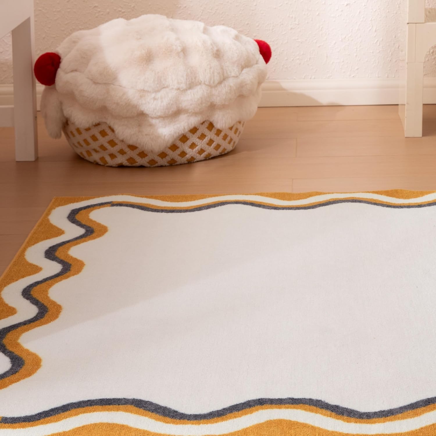 Kids Rugs for Playroom, Non Slip Area Rugs for Bedroom - Beige Yellow