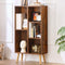 LEYAOYAO 5 Cube Small Bookshelf,3 Tier Mid-Century Bookcase with Legs,Wood Bookshelves Storage Organizer Shelf,Narrow Book Shelves,Brown Bookcases