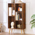 LEYAOYAO 5 Cube Small Bookshelf,3 Tier Mid-Century Bookcase with Legs,Wood Bookshelves Storage Organizer Shelf,Narrow Book Shelves,Brown Bookcases