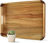 22 Inches Acacia Wood Serving Tray with Handles, Large Wooden Rectangle Ottoman Tray, Nice Home Decor for Living Room Coffee Table Couch, Ideal Size for Serving Food Breakfast BBQ Party