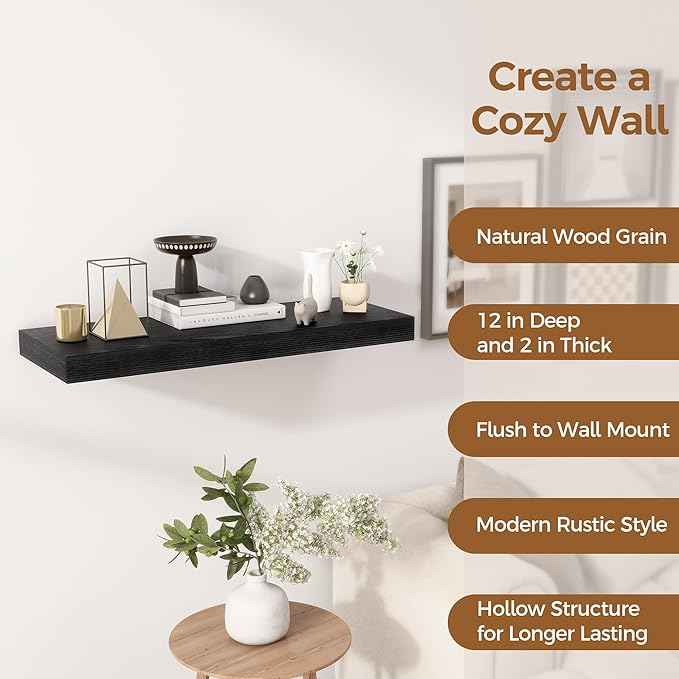 Fun Memories Black Floating Shelves 30