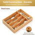 Umilife Kitchen Drawer Organizer, 10 Inch Silverware Utensil Tray Holder, Extra Deep, with Non-Slip Feet & Grooved Drawer Divider, 5 Slots Total Bamboo Wood Caddy for Flatware Cutlery Knives