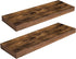 HOOBRO Floating Shelves for Wall, Wall Mounted Shelf Set of 2, 23.6" Hanging Shelf with Invisible Brackets, for Wall in Bathroom, Bedroom, Toilet, Kitchen, Living Room, Office, Rustic Brown BF60BJ01