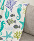 Decor & More Corales de Marina Blue Coral Seahorse Oceanic Microplush Throw Blanket Ocean Blanket for Boys and Girls and Kids of Any Age (50" x 60")