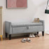 Storage Ottoman Bench, Velvet Upholstered Footstool for Bedroom and Living Room, Tufted Seat with Storage, Wooden Legs & Metal Rivets, Grey