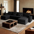 HOOOWOOO Modular Sectional Couch Sofa,128X61 U L Shaped Oversized Couch Sets Free Combination,6 Pieces Extra Deep Sofa with Ottomans for Living Room(Black Corduroy)