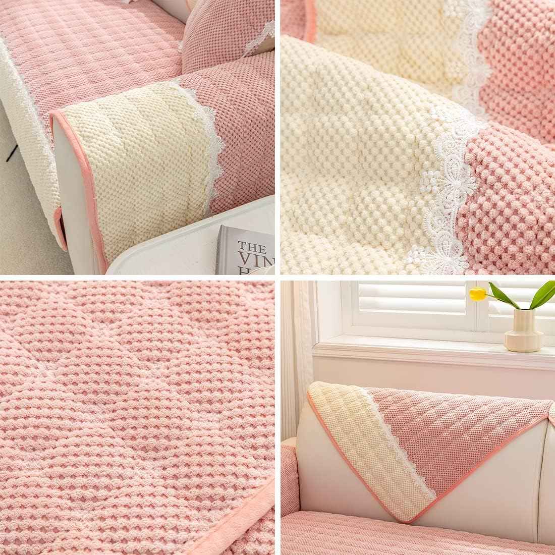 Non-Slip Sectional Couch Cover with Lace, Furniture Protector for Dogs, Pets, and Kids I