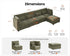 Oversized Modular Sofa, Extra Deep Cloud Chenille Sectional Couch with Ottoman Chaise, Fluffy Chenille 5 Seater Sofa Bed for Living Room, Villa (L Shape 5 Seater, Chenille Green)