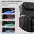 Power Recliner Chair with Heat and Massage, PU Leather Home Theater Seating with LED Lights/Cup Holders/Side Pocket/USB Port, Reclining Sofa Chair for Living Room(3, Brown)