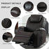 Power Recliner Chair with Heat and Massage, PU Leather Home Theater Seating with LED Lights/Cup Holders/Side Pocket/USB Port, Reclining Sofa Chair for Living Room(3, Brown)