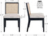 VESCASA Upholstered Dining Chairs with Square Rattan Back, Armless Padded Linen Cushion Dining Chairs with Wood Legs for Dining Room, Kitchen, Set of 6, Black Frame