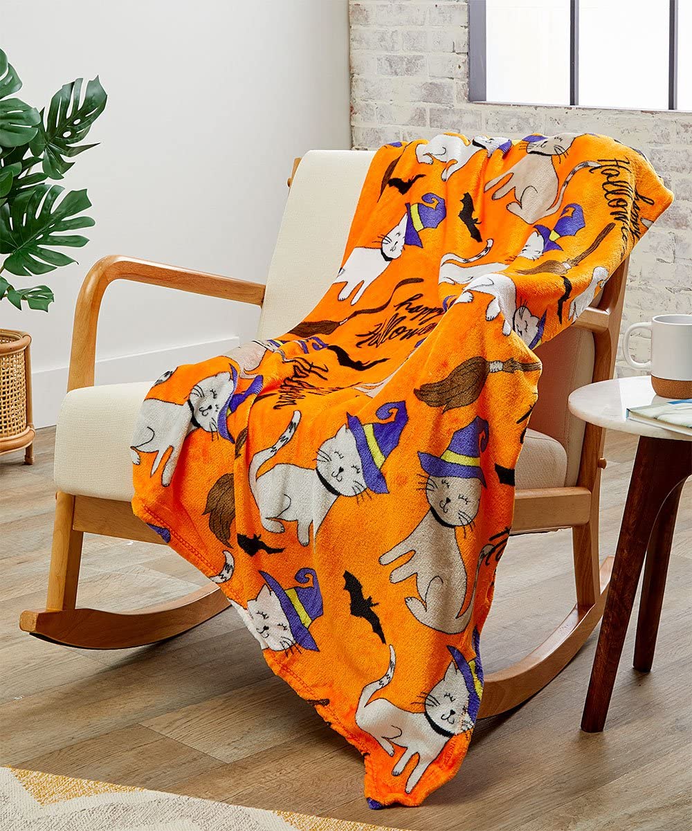 Decor & More Happy Halloween Microplush Throw Blanket (50