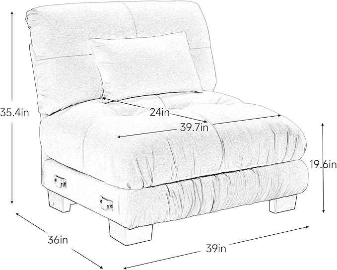 Armless Sofa W/1 Pillow - Light Coffee
