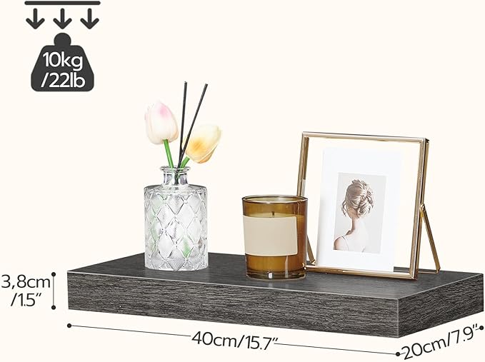 HOOBRO Floating Shelves for Wall, Wall Mounted Shelf Set of 2, 15.7