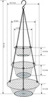malmo 3-Tier Wire Fruit Hanging Basket, Vegetable Kitchen Storage Basket, Iron Wire Black (Basket2024)
