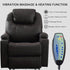Power Recliner Chair with Heat and Massage, PU Leather Home Theater Seating with LED Lights/Cup Holders/Side Pocket/USB Port, Reclining Sofa Chair for Living Room(3, Brown)