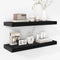 Fun Memories 24 Inch Floating Shelves - Deep Rustic Black Wooden Wall Shelves - Extra Deeper & Thicker Wall Mounted Storage Shelf for Bedroom, Kitchen, Farmhouse - 2 Pack, Rustic Black