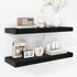 Fun Memories 24 Inch Floating Shelves - Deep Rustic Black Wooden Wall Shelves - Extra Deeper & Thicker Wall Mounted Storage Shelf for Bedroom, Kitchen, Farmhouse - 2 Pack, Rustic Black