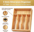 Umilife Kitchen Drawer Organizer, 10 Inch Silverware Utensil Tray Holder, Extra Deep, with Non-Slip Feet & Grooved Drawer Divider, 5 Slots Total Bamboo Wood Caddy for Flatware Cutlery Knives