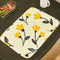 DaDa Bedding Botanical Floral Dining Table Placemats - Set of 4-Pieces Quilted Ivory with Yellow Fleur Golden Orange Spring Time Tulips - 13 x 19