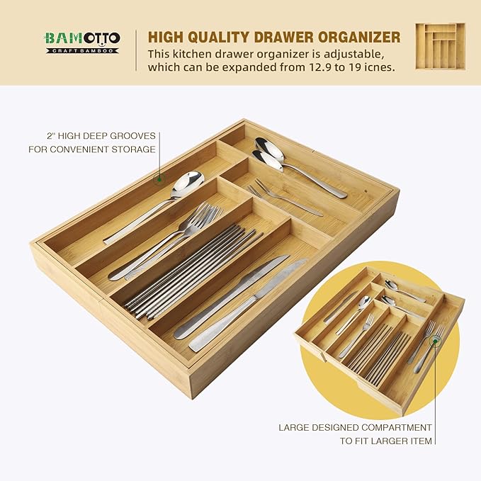 Expandable Bamboo Drawer Organizer – Large 20