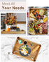 22 Inches Acacia Wood Serving Tray with Handles, Large Wooden Rectangle Ottoman Tray, Nice Home Decor for Living Room Coffee Table Couch, Ideal Size for Serving Food Breakfast BBQ Party