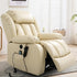 MAEVIS Power Recliner Chair, Lay Flat Sleeping Lift Chairs Recliner for Elderly with Heat and Massage,Comfy Real Breathable Leather Recliners with Dual OKIN Motor for Living Room (Beige)