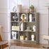 LEYAOYAO 8 Cube Bookshelf with Base,3 Tier Mid-Century Modern Grey Bookcase,Standing Wide Bookshelves Storage Organizer Shelf,Rustic Wood Display Cabinet Book Shelves for Bedroom,Living Room,Office