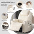 Power Recliner Chair with Heat and Massage, PU Leather Home Theater Seating with LED Lights/Cup Holders/Side Pocket/USB Port, Reclining Sofa Chair for Living Room (1, Beige)