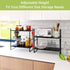 Expandable Cabinet Shelf Organizer Rack, Stackable Kitchen Counter Storage Shelves Stand, Adjustable Height Pantry Shelf Spice Rack (Black, 1 Pack)