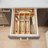 Umilife Kitchen Drawer Organizer, 10 Inch Silverware Utensil Tray Holder, Extra Deep, with Non-Slip Feet & Grooved Drawer Divider, 5 Slots Total Bamboo Wood Caddy for Flatware Cutlery Knives