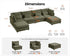 Oversized Modular Sofa, Extra Deep Cloud Chenille Sectional Couch with Ottoman Chaise, Fluffy Chenille 6 Seat U-Shaped Sofa for Living Room, Villa (U Shape 6 Seater, Chenille Green)