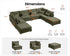 Oversized Modular Sofa, Extra Deep Cloud Corduroy Sectional Couch with Ottoman Chaise, Fluffy Chenille L-Shaped Sofas for Living Room, Villa (Sofa Bed 8 Seater, Chenille Green)