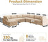 Modular Sectional Sofa with Chaise U Shaped Sectional Couch for Living Room, 8-Seater Comfy Cloud Couches with One Movable Ottoman, Plush Corduroy, Beige