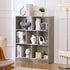 LEYAOYAO 7 Cube Bookshelf with Base,3 Tier Mid-Century Modern Grey Bookcase,Standing Wide Bookshelves Storage Organizer Shelf,Rustic Wood Display Cabinet Book Shelves for Bedroom,Living Room,Office