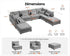 Oversized Modular Sofa, Extra Deep Cloud Chenille Sectional Couch with Ottoman Chaise, Fluffy Chenille 8 Seater Sofa Bed for Living Room, Villa (Sofa Bed 8 Seater, Chenille Grey)