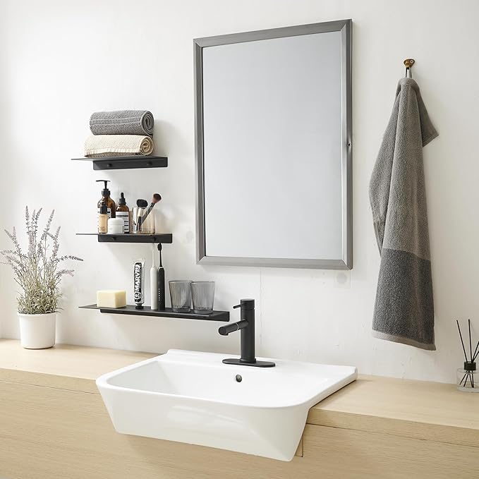 JOOM Metal Wall Shelf, Black Floating Shelf, Small Bathroom Shelf, 16