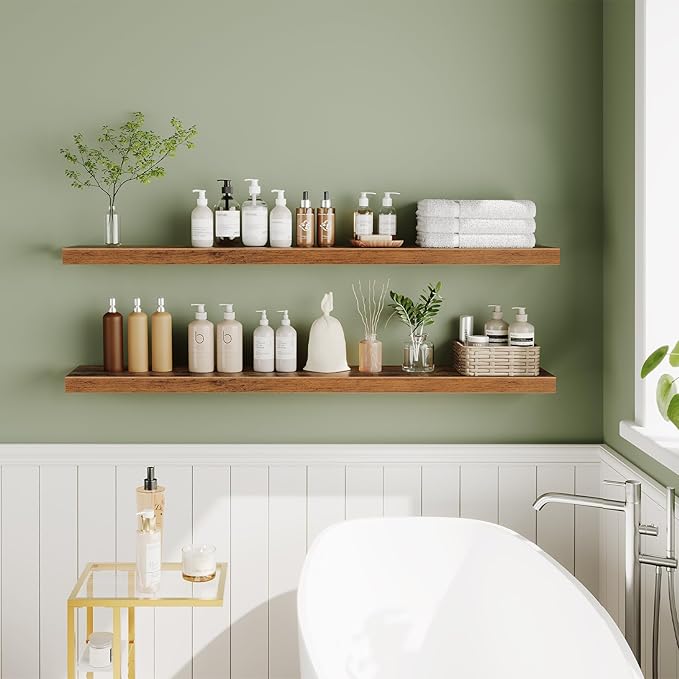 HOOBRO Floating Shelves for Wall, Wall Mounted Shelf Set of 2, 55