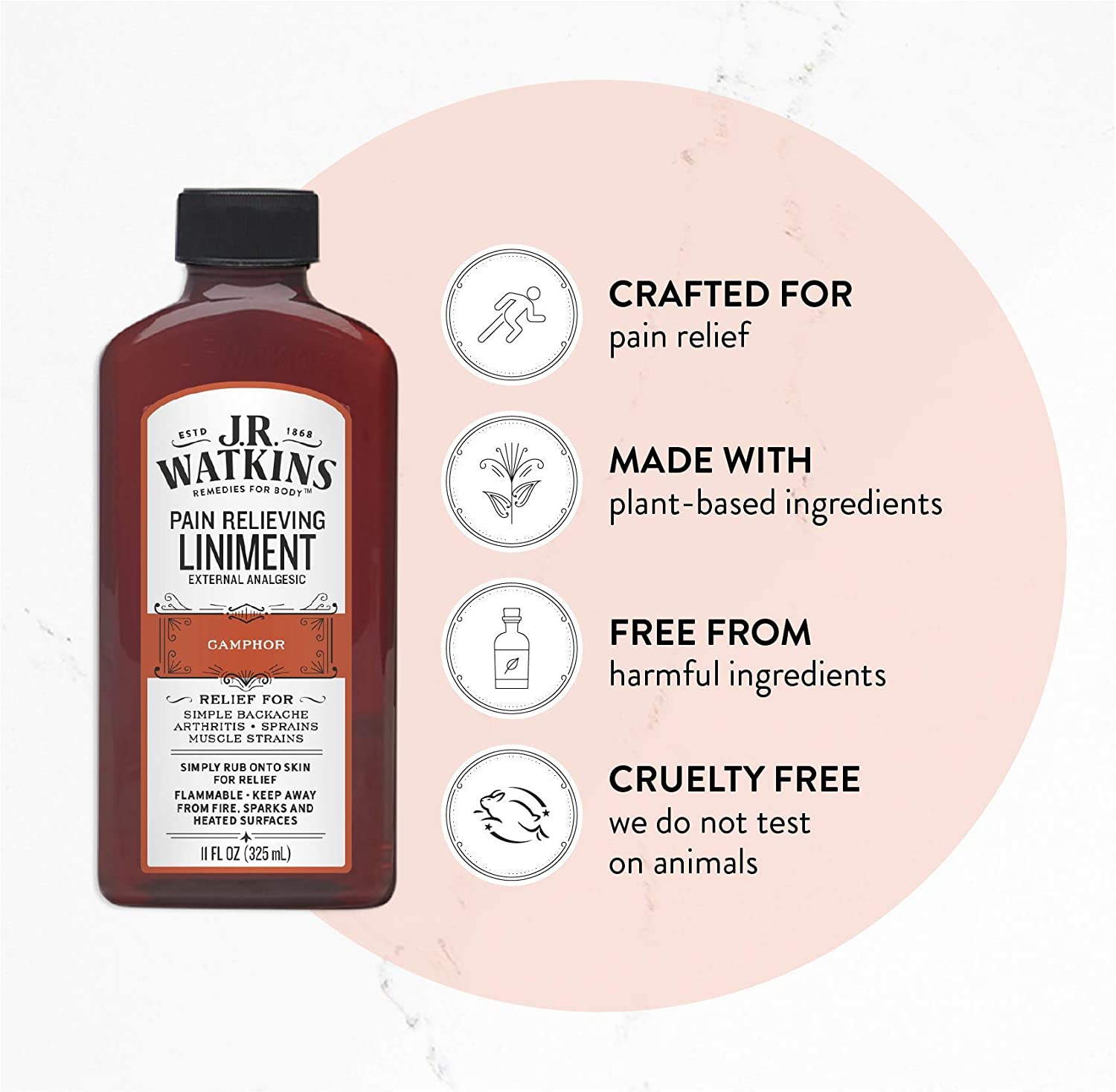 J.R. Watkins Natural Pain Relief Liniment, 11 Oz.