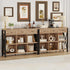FATORRI Rustic 6 Cube Storage Organizer Shelf with 3 Drawers, Long Horizontal Bookshelf, Industrial Wood and Metal Cubby Bookcase for Living Room (Rustic Oak, 47 Inch)