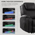 Power Recliner Chair with Heat and Massage, PU Leather Home Theater Seating with LED Lights/Cup Holders/Side Pocket/USB Port, Reclining Sofa Chair for Living Room (2, Black)