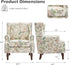 UIXE High Back Floral Accent Chair, Upholstered Armchair in Fabric for Living Room, Retro Printed Wingback Arm Chair Comfy Single Sofa Bedroom Reading Seat with Solid Wood Legs - Bird Pattern