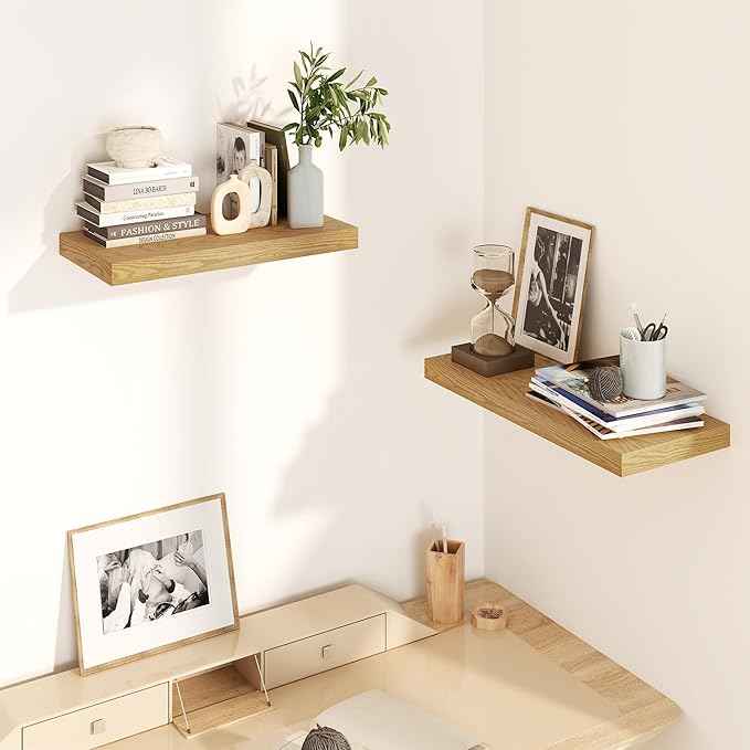 Fun Memories Floating Shelves for Wall, 8 Inch Deep Floating Wall Shelf, 16