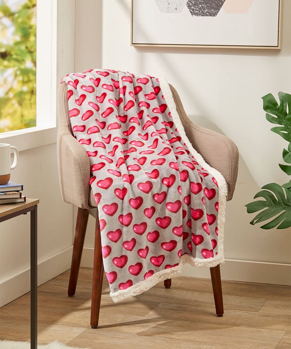 Decor & More Amor Eterno Be Mine Love Collection Valentine's Day Heart Ultra Plush Throw Blanket (50