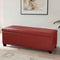 BELLEZE Storage Faux Leather Ottoman, 47 Inch Bench Bedroom Bench with Safety Close Hinge, Extra Long Ottoman with Storage for Living Room, Entryway, Hallway, Foot Rest, Support 300lbs - Red