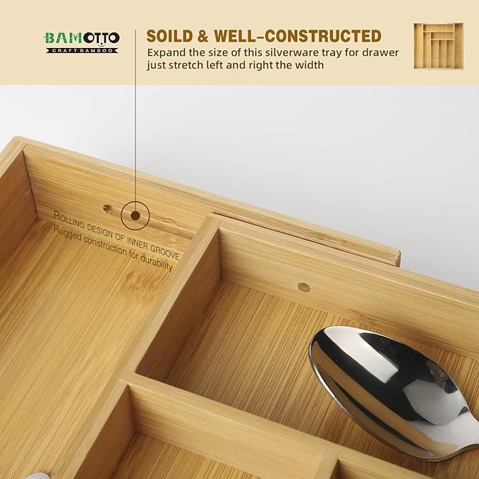 Expandable Bamboo Drawer Organizer – Large 20