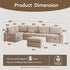 HOOOWOOO Modular Sectional Couch Sofa,125X69 U L Shaped Oversized Couch Sets Free Combination,6 Pieces Extra Deep Sofa with Ottoman for Living Room(Camel Corduroy)