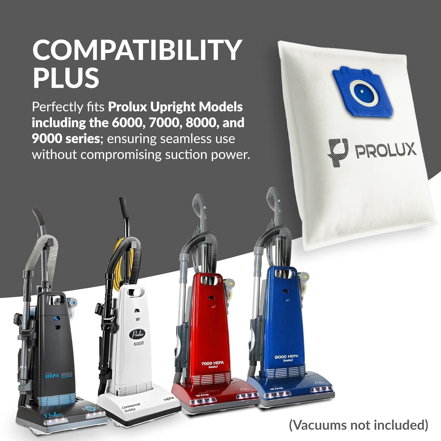 10 pack of HEPA bags for the Prolux  6000 / 7000 / 8000 / 9000 series upright vacuum cleaners